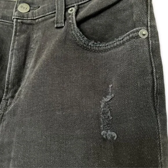 Reformation Camille Jeans Black Raw Hem - Picture 6 of 12